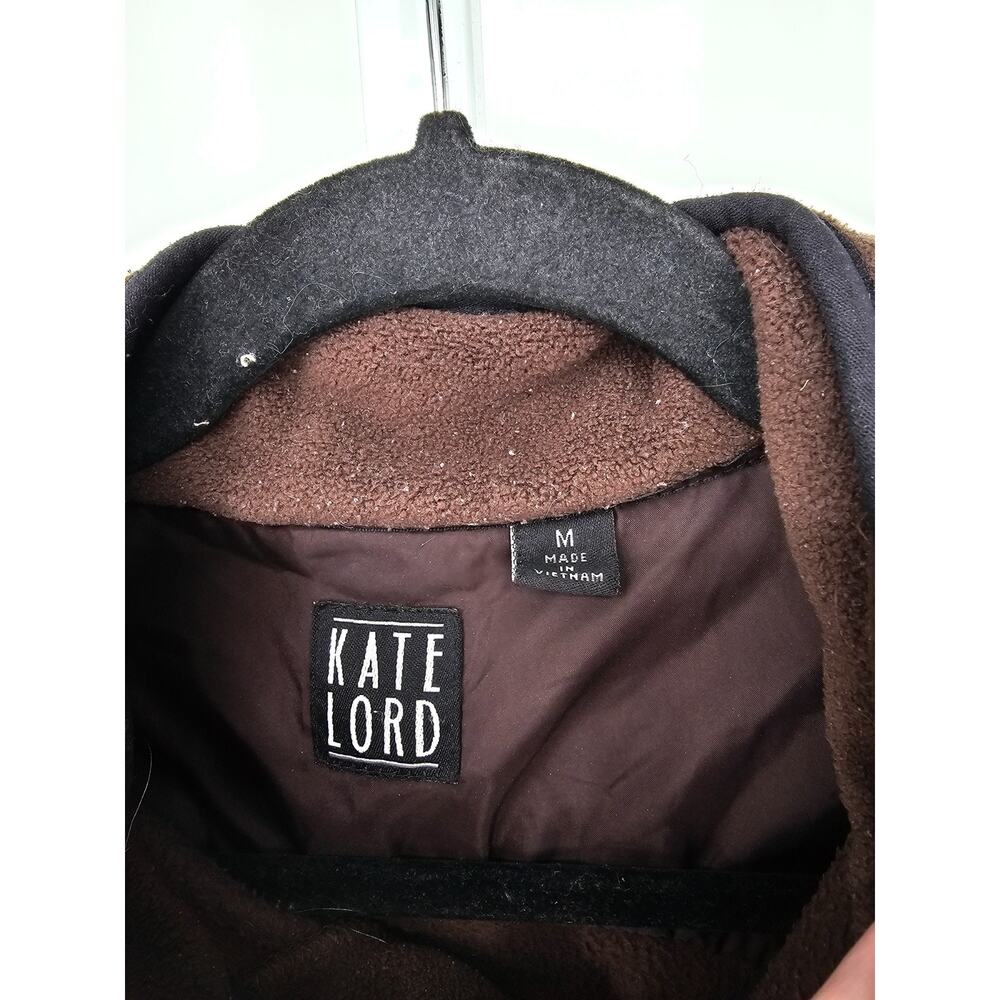 Kate Lord Womens Sz M Zip Up Winter Jacket Vest Brown Fleece - Picture 3 of 4